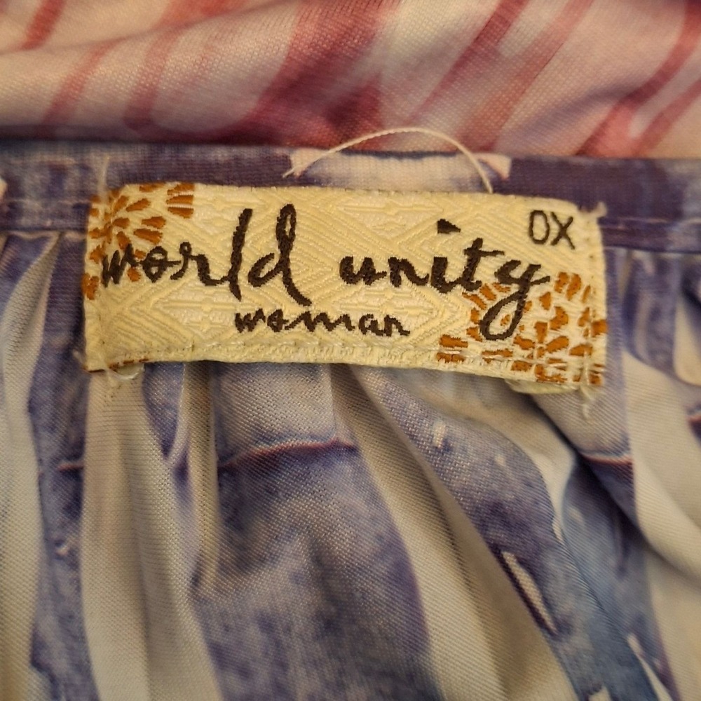 World Unity Woman Purple Tie Dye Crochet Neck Sharkbite Hem Tunic Top 0X - Picture 4 of 5